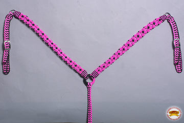 Hilason Horse Breast Collar Braided Paracord Pink / Black